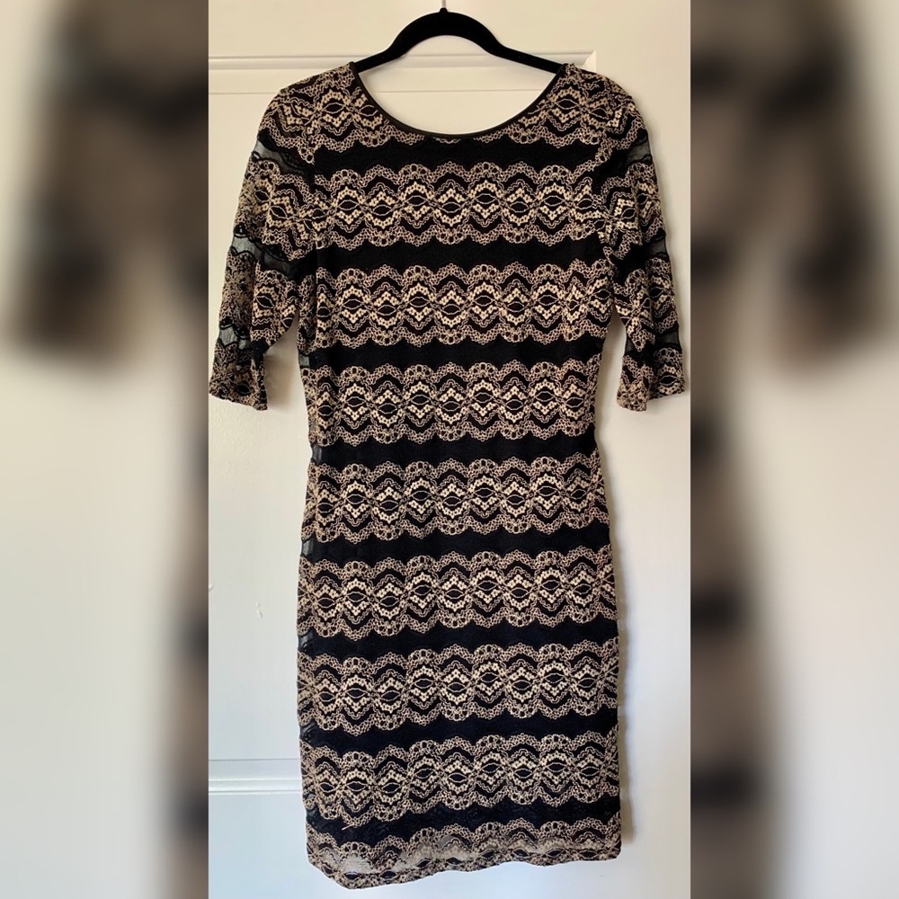 Gianni Bini Gold & Black Cocktail Dress
